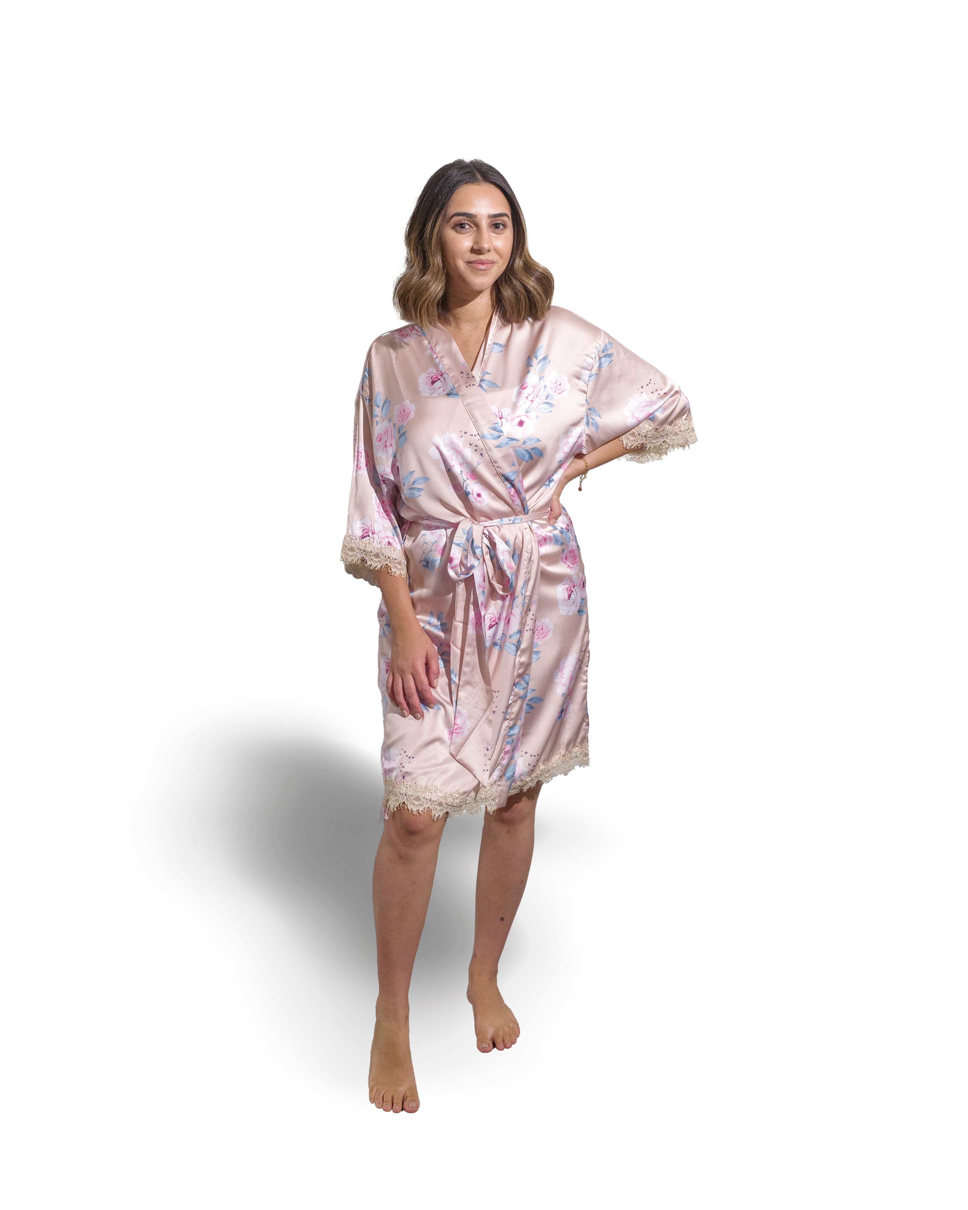 Floral satin outlet robes