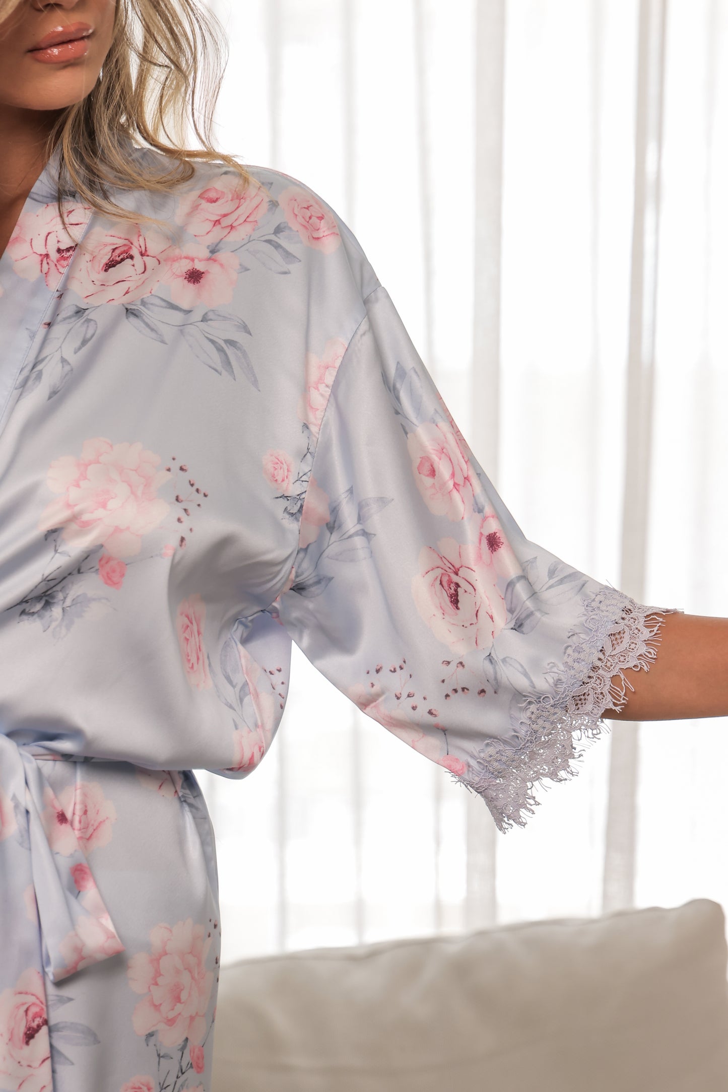 Rose Floral Satin Robe